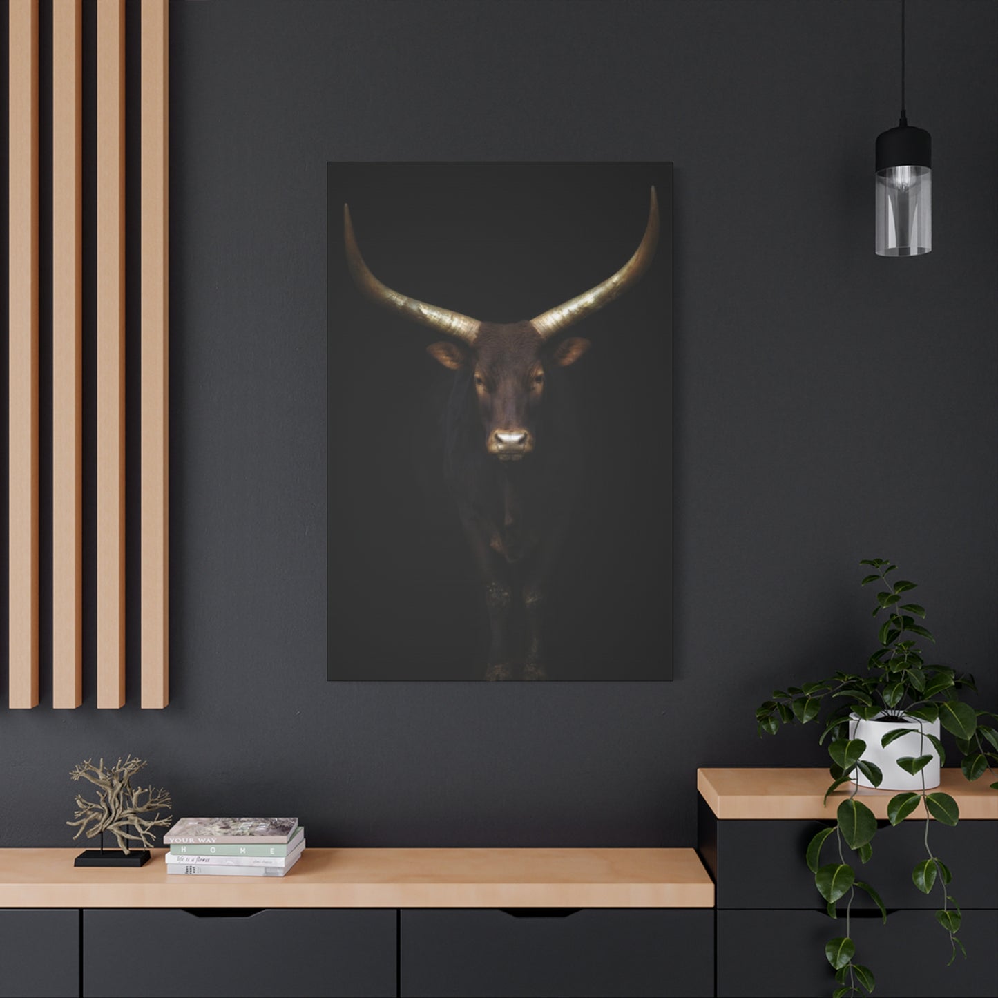 Wild Black Buffalo Longhorn Photos Wall Art & Canvas Prints