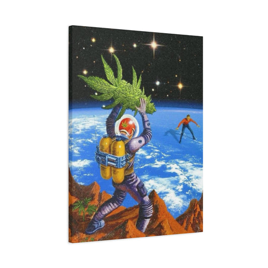 Astronaut Throwing Cactus Marijuana Wall Art & Canvas Prints