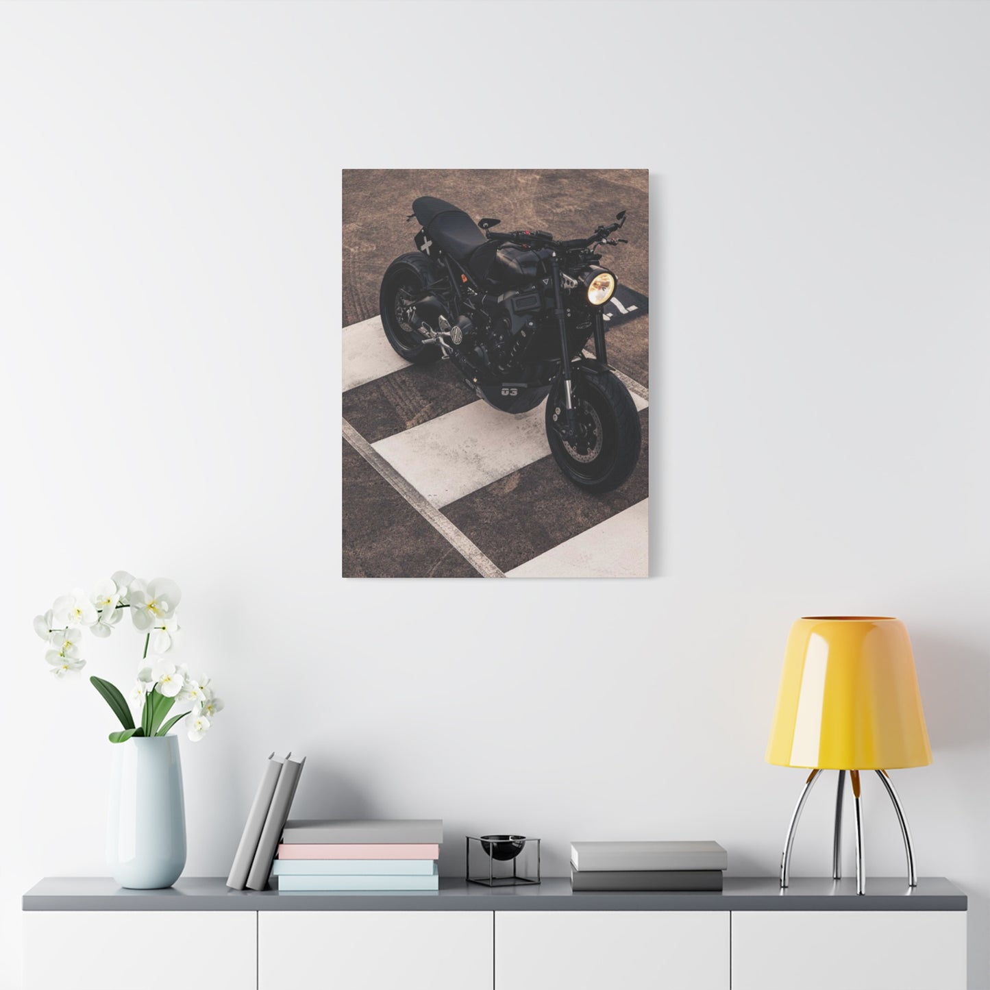 Black Cafe Racer Motorcycle Wall Art & Canvas Prints