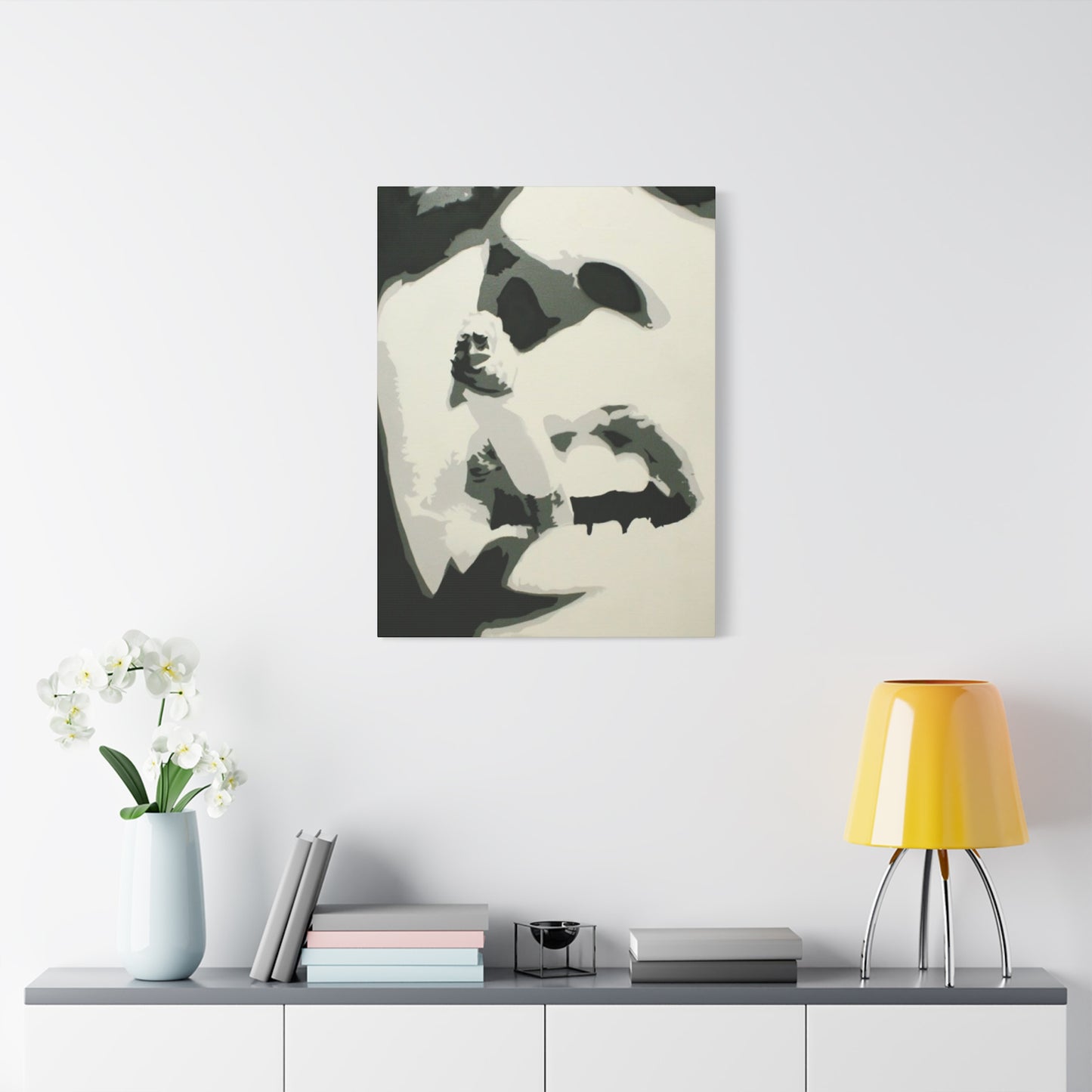 Greyscale Smoking Lips Abstract Painting Wall Art & Canvas Prints