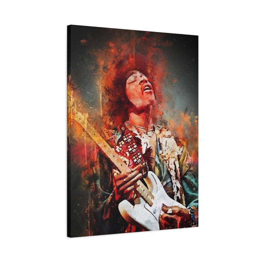 Colorful Jimi Hendrix Playing Guitar Poster Wall Art & Canvas Prints