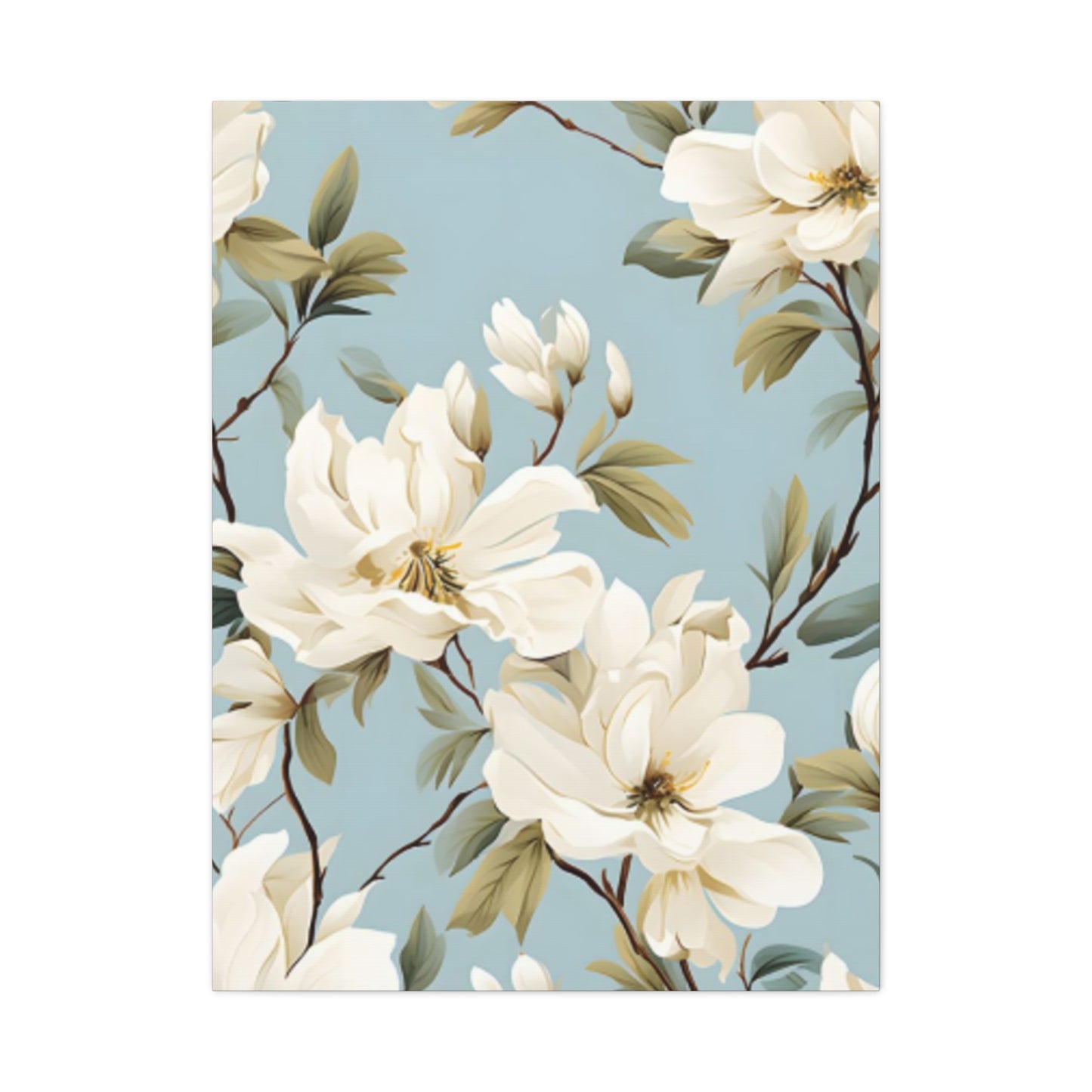 Blue Magnolia Flower Family Painting Wall Art & Canvas Prints