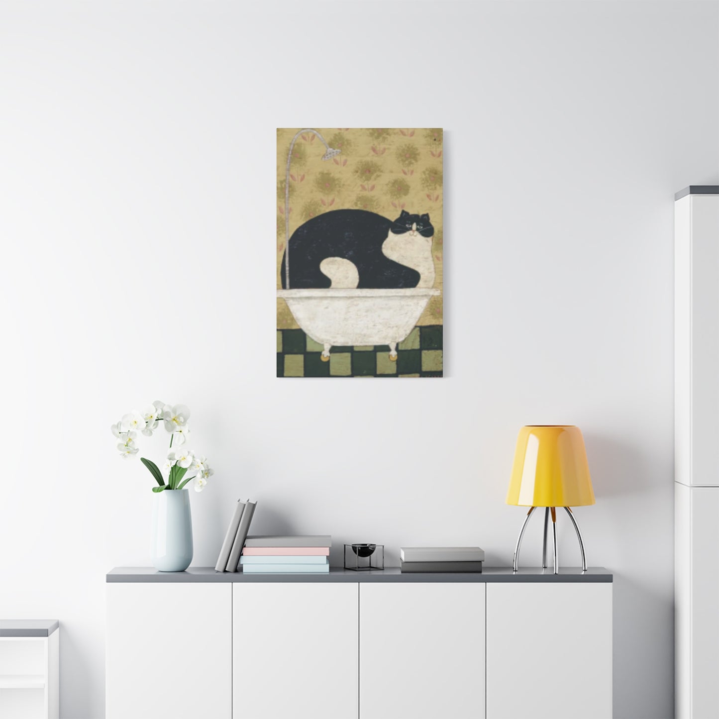 Fat Cat Taking A Bathe Kimble Warren Wall Art & Canvas Prints