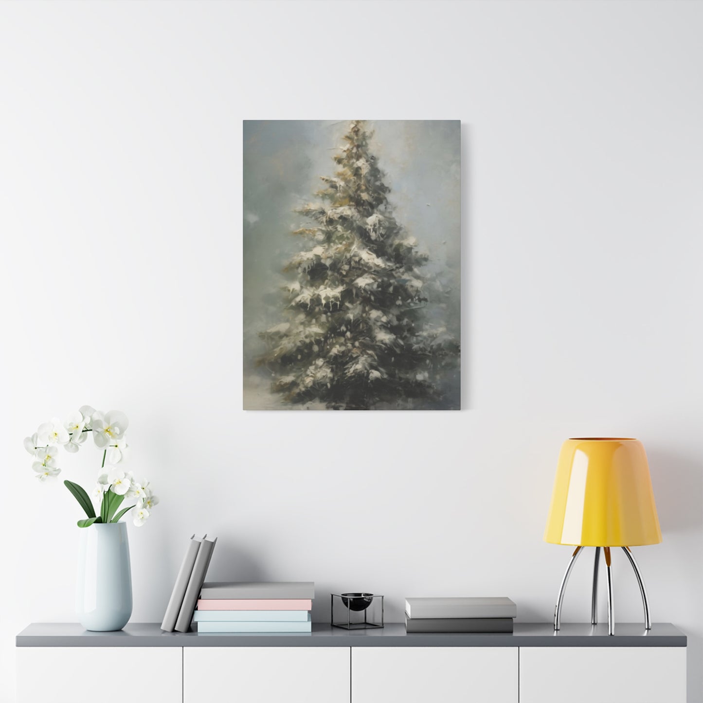 Snowy Christmas Tree Wall Art & Canvas Prints