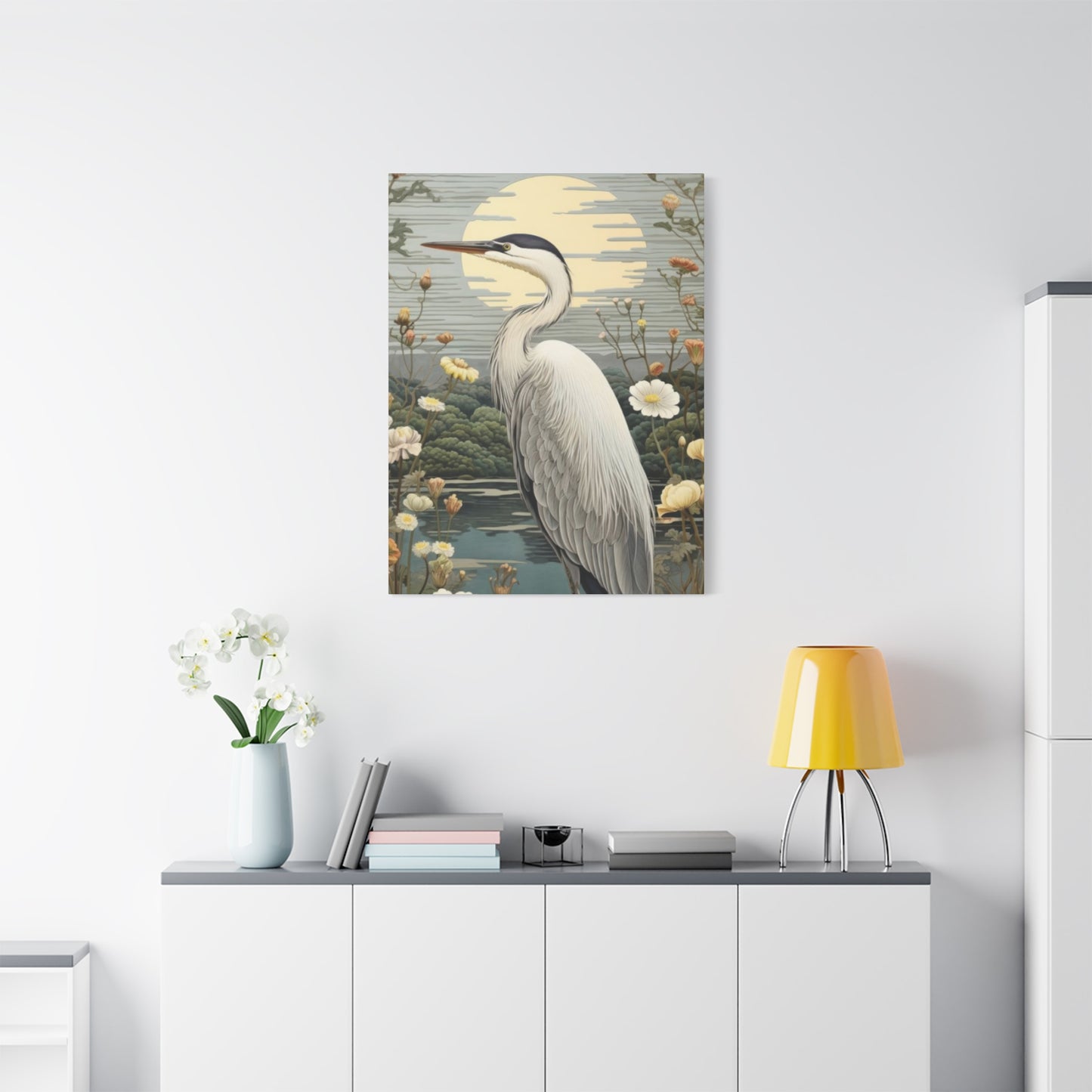 Herons With Flower Wall Art & Canvas Prints