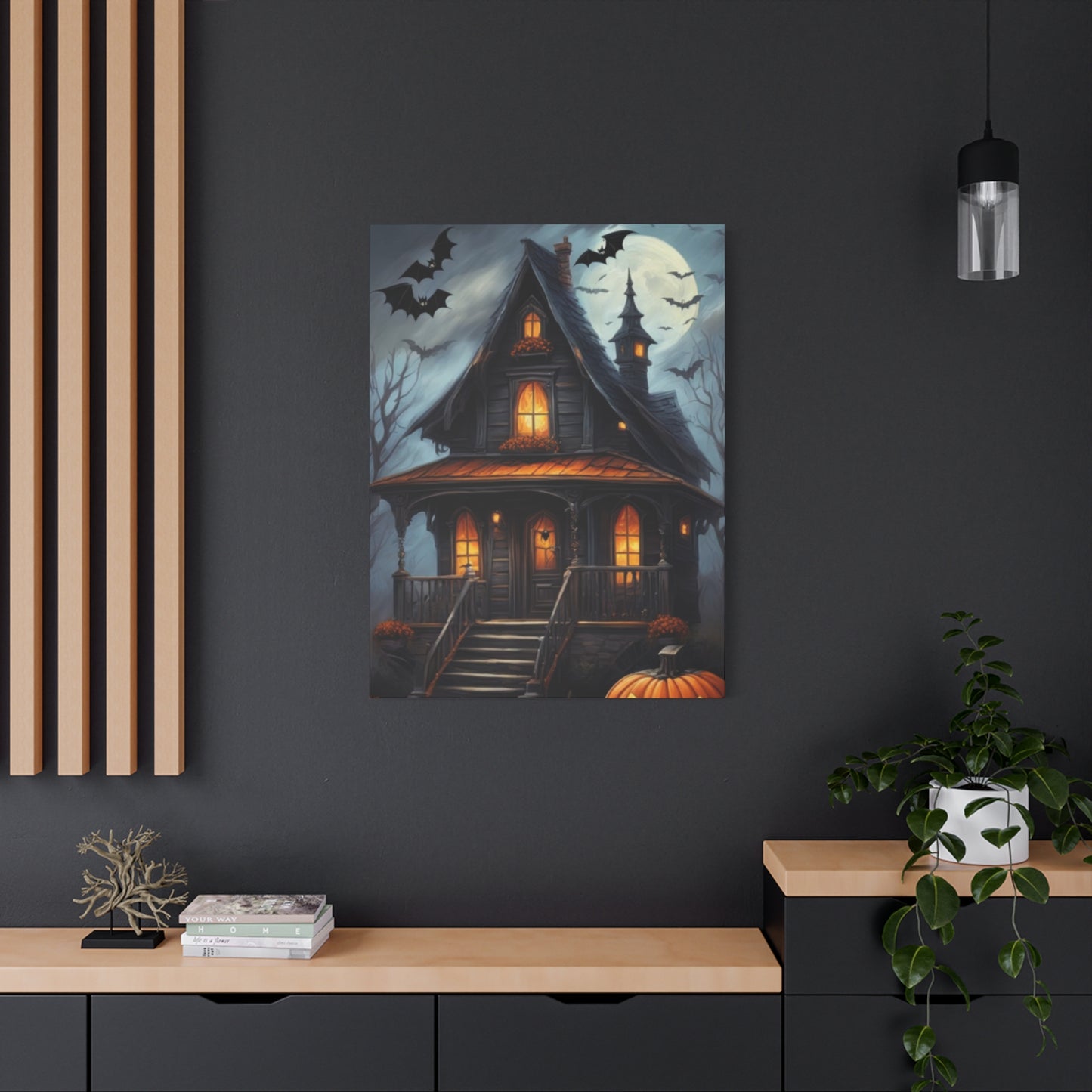 Halloween House Painting Wall Art & Canvas Prints