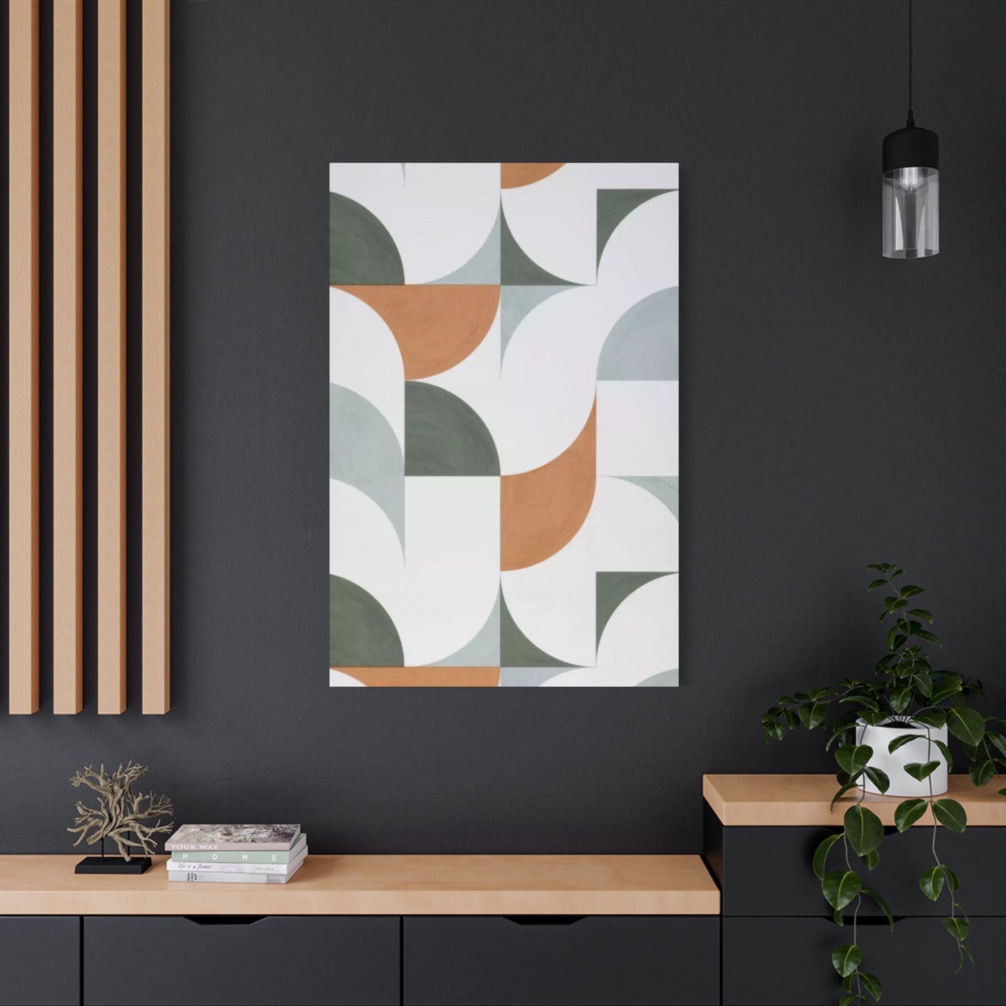 White & Olive Green Pattern Drawing Wall Art & Canvas Prints