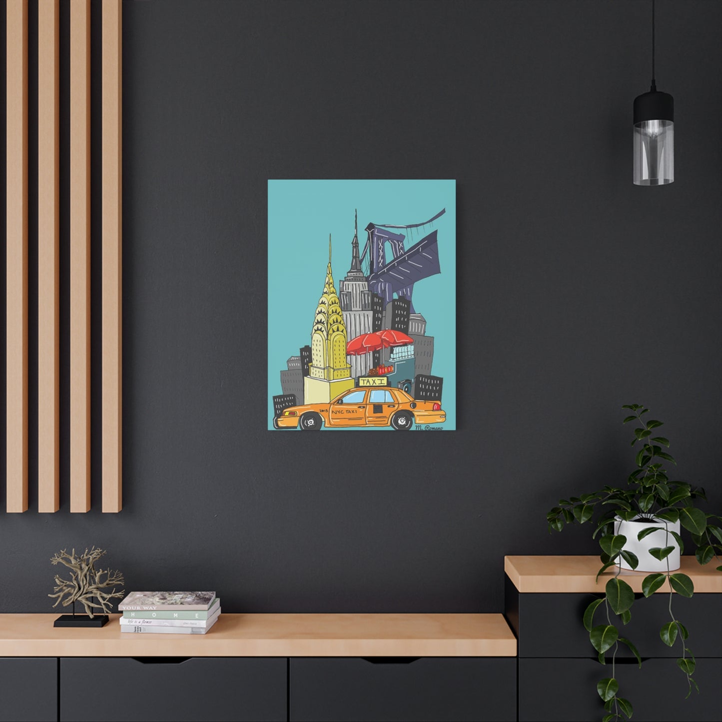 Manhattan & Taxi in New York City Skyline Wall Art & Canvas Prints