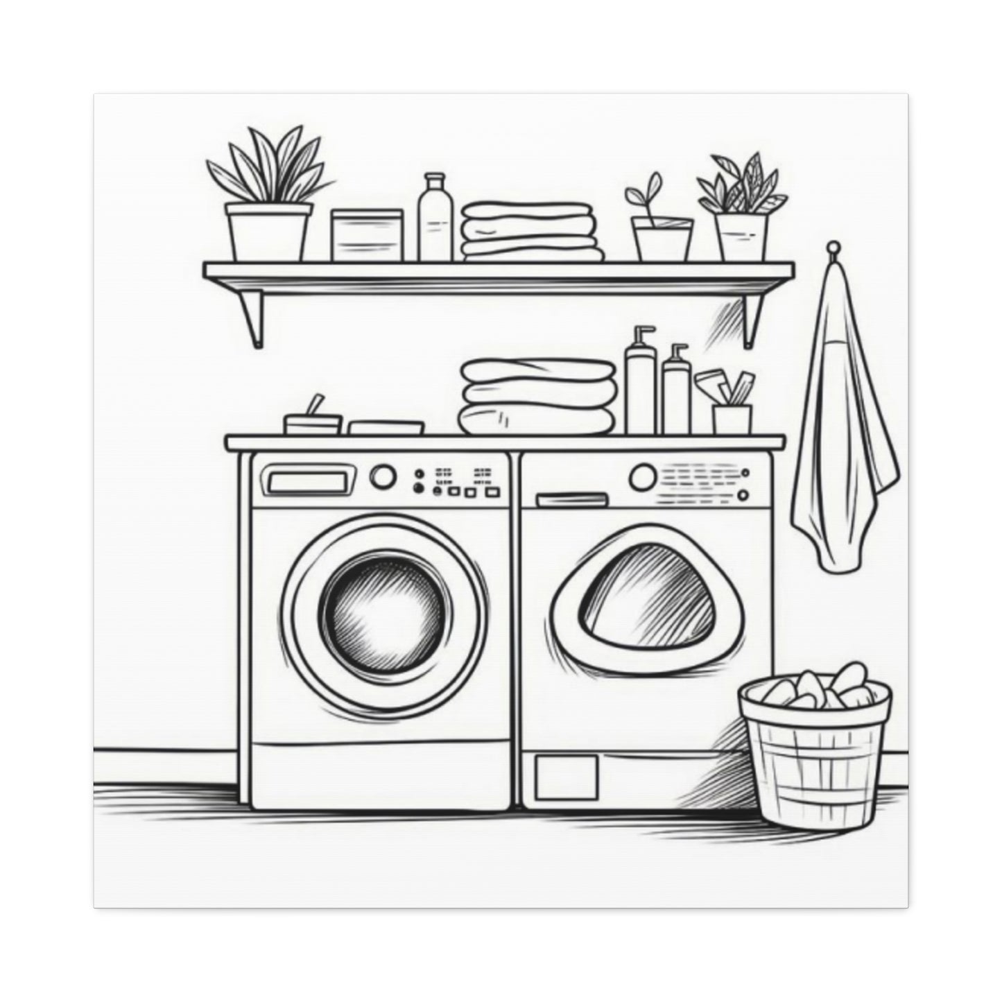 Washer Dryer Drawing Laundry Wall Art & Canvas Prints