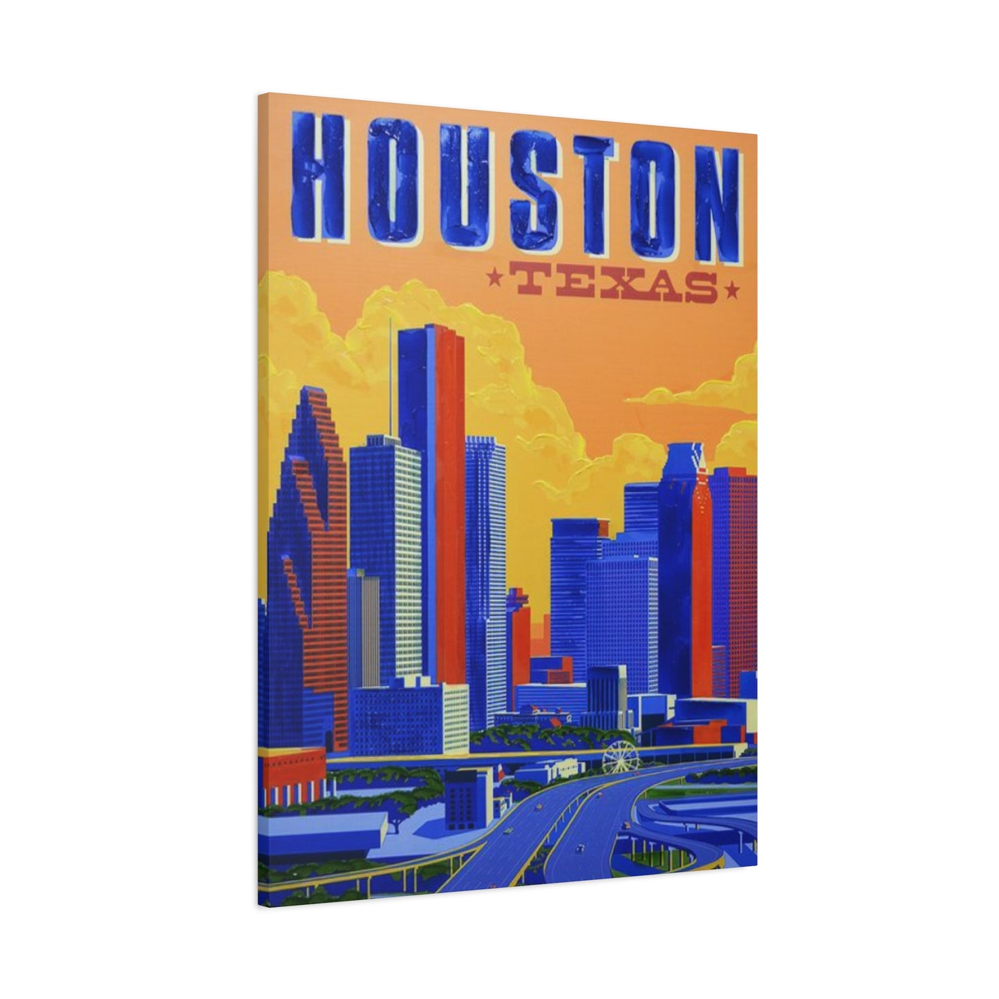 Colorful Houston Skyline Painting Wall Art & Canvas Prints