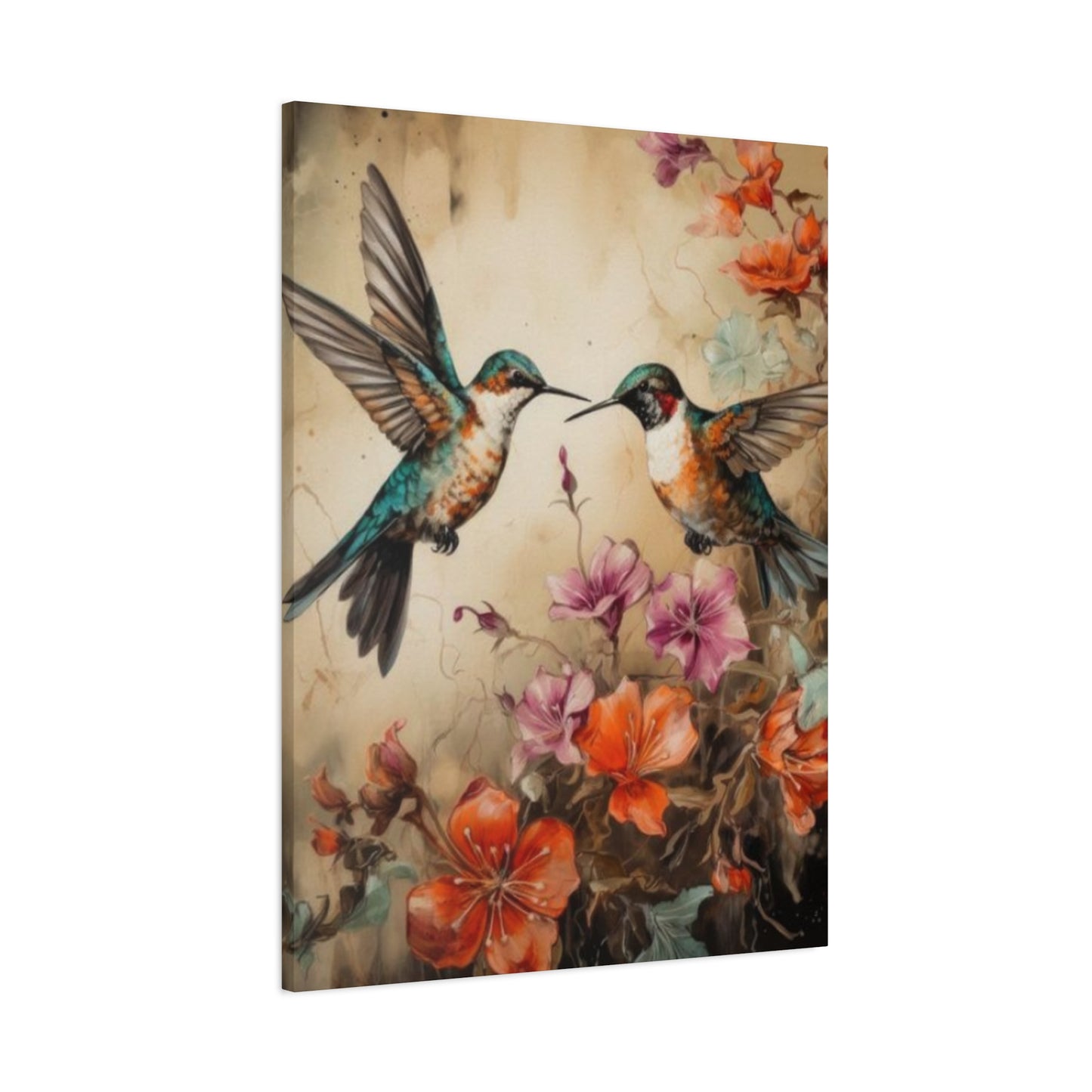 Humming Bird Couple Painting Wall Art & Canvas Prints