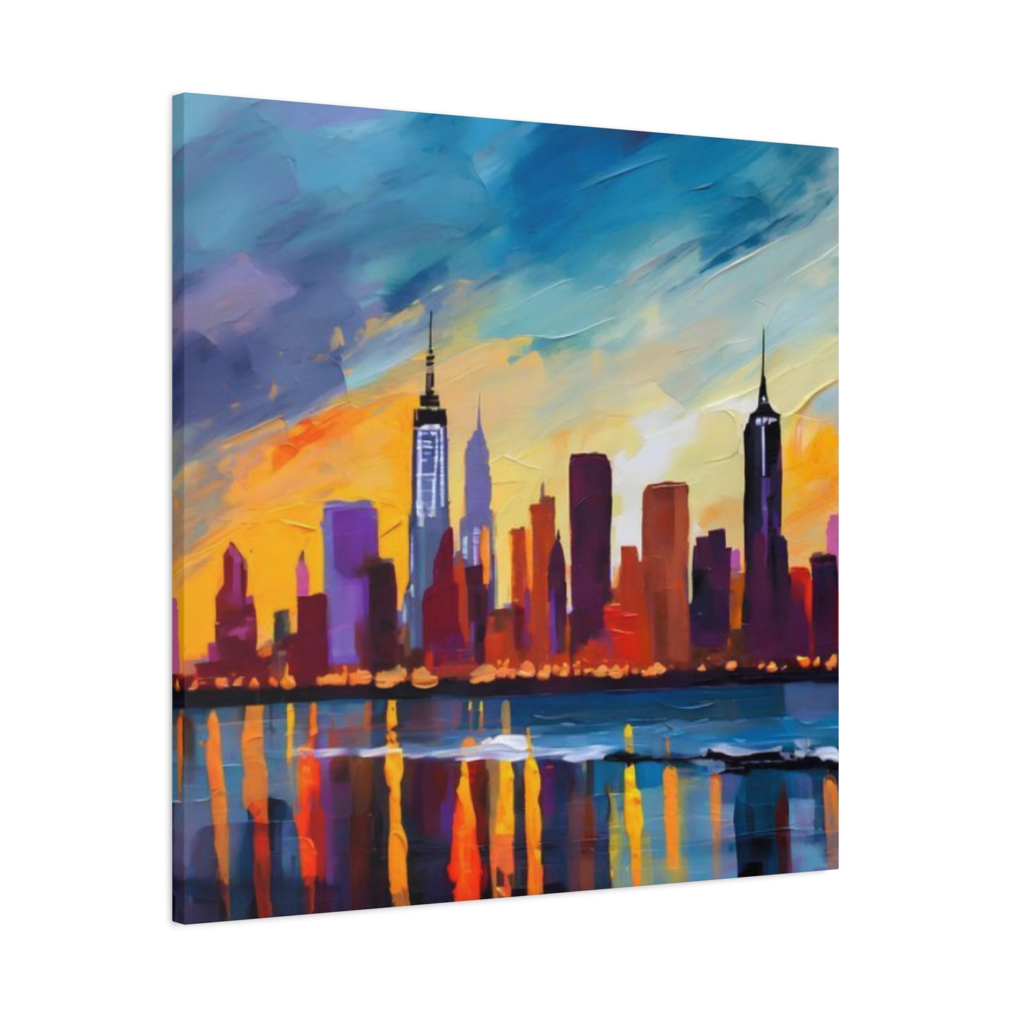 Skyline View From Sea Drawing NYC Skylines Wall Art & Canvas Prints