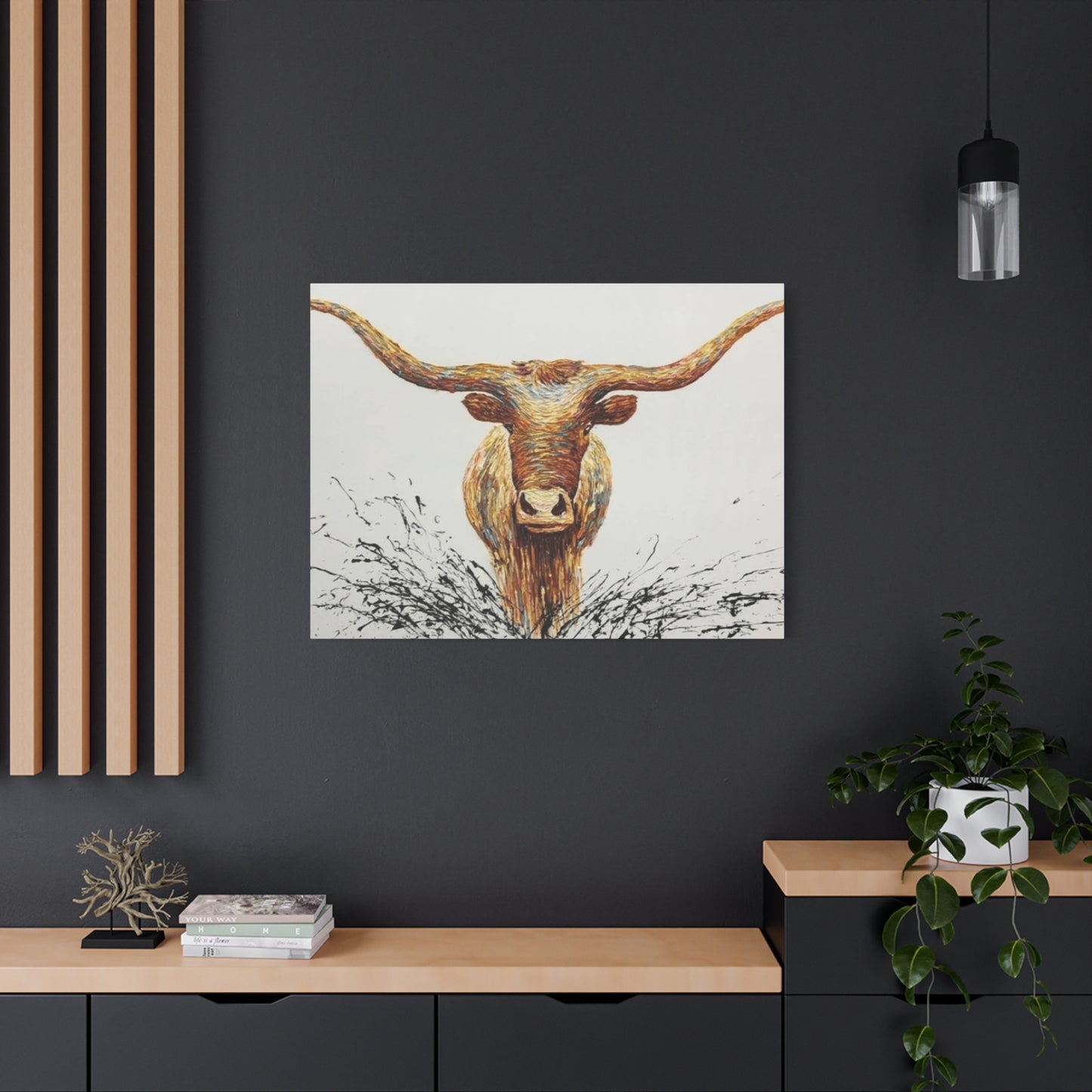 Bull Long Horns Drawing Wall Art & Canvas Prints