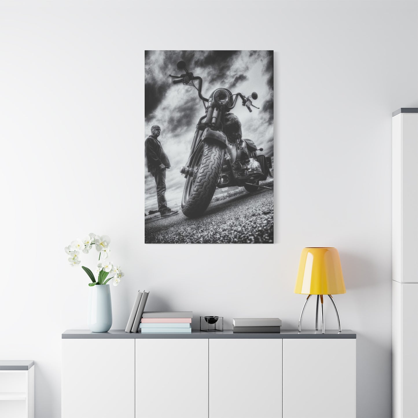 Black & White Classic Motorcycle Wall Art & Canvas Prints