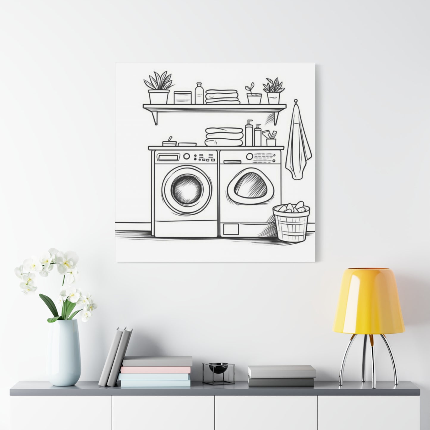 Washer Dryer Drawing Laundry Wall Art & Canvas Prints