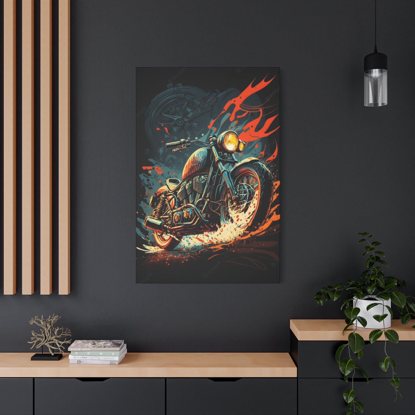 Black Ghost Rider Motorcycle Wall Art & Canvas Prints