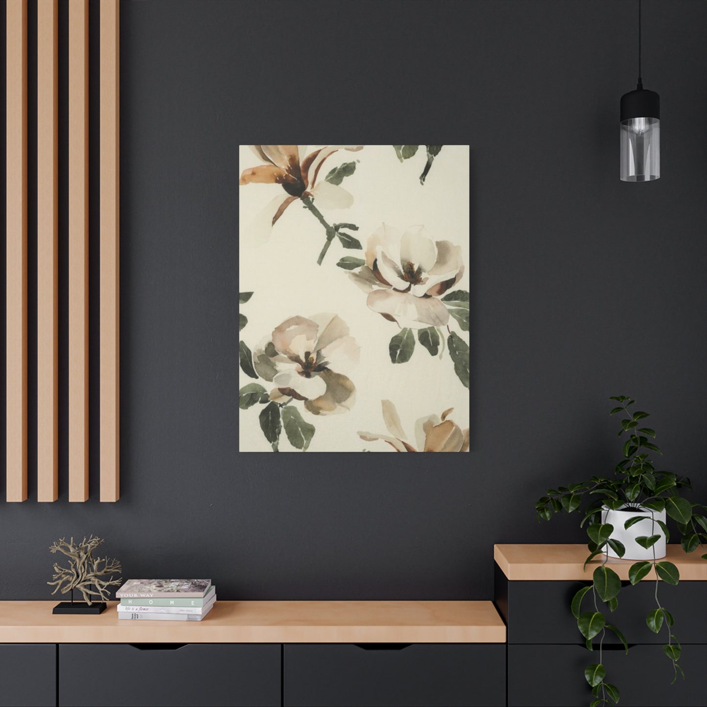 White Magnolia Flower Plant Drawing Wall Art & Canvas Prints