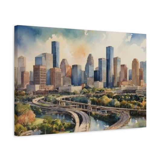 Houston Skyline Painting Wall Art & Canvas Prints