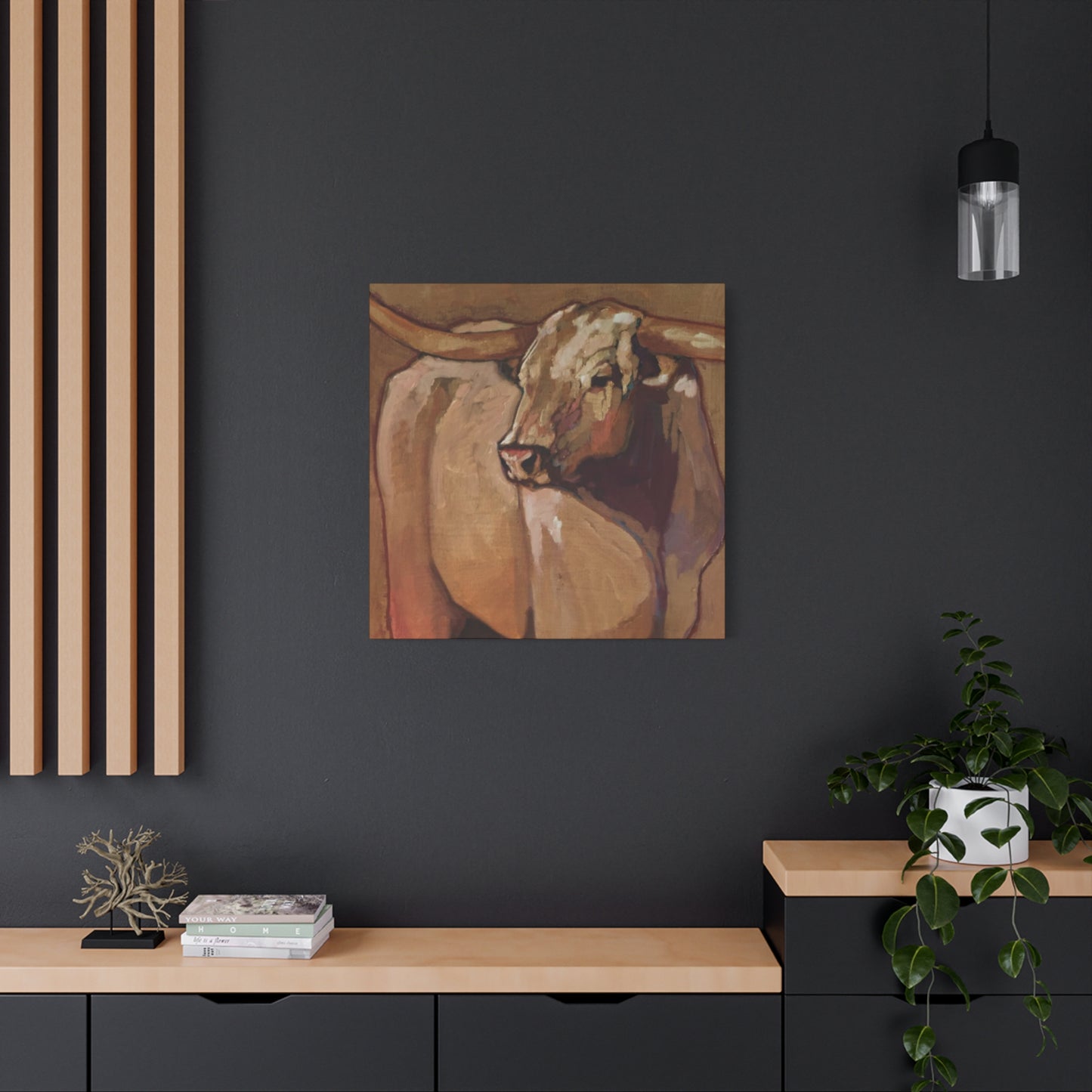 Bull Long Horn Painting Wall Art & Canvas Prints