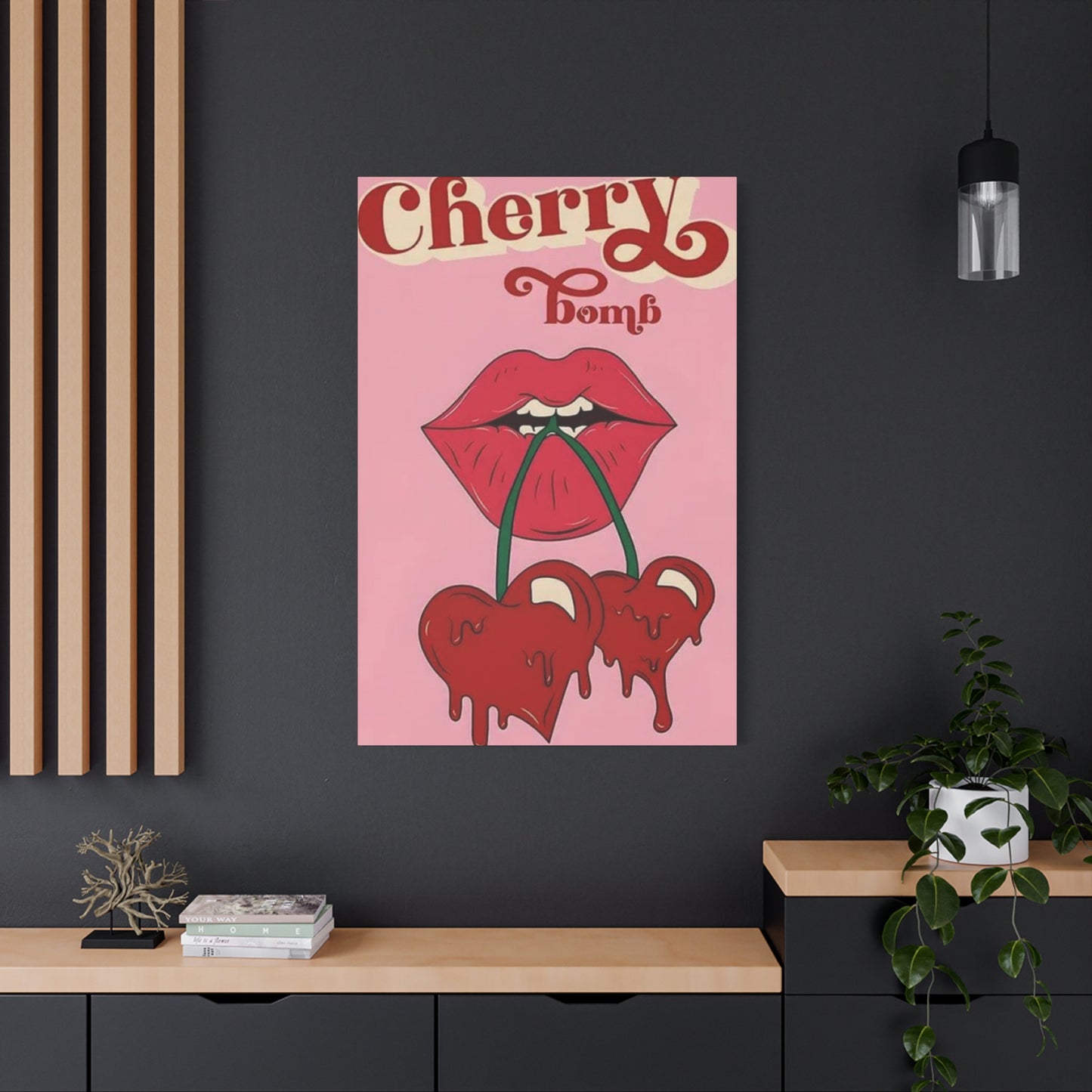 Cherry Bomb Lips Painting Wall Art & Canvas Prints