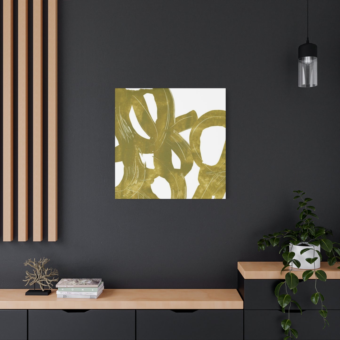 Circular Olive Green Painting Wall Art & Canvas Prints