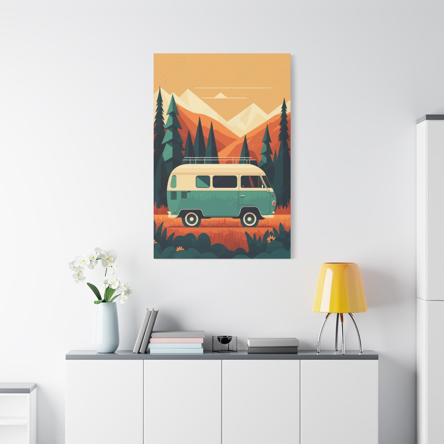 Camper Van in National Park Wall Art & Canvas Prints