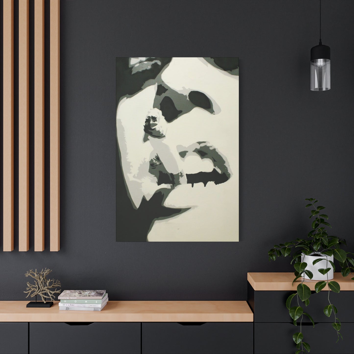 Greyscale Smoking Lips Abstract Painting Wall Art & Canvas Prints