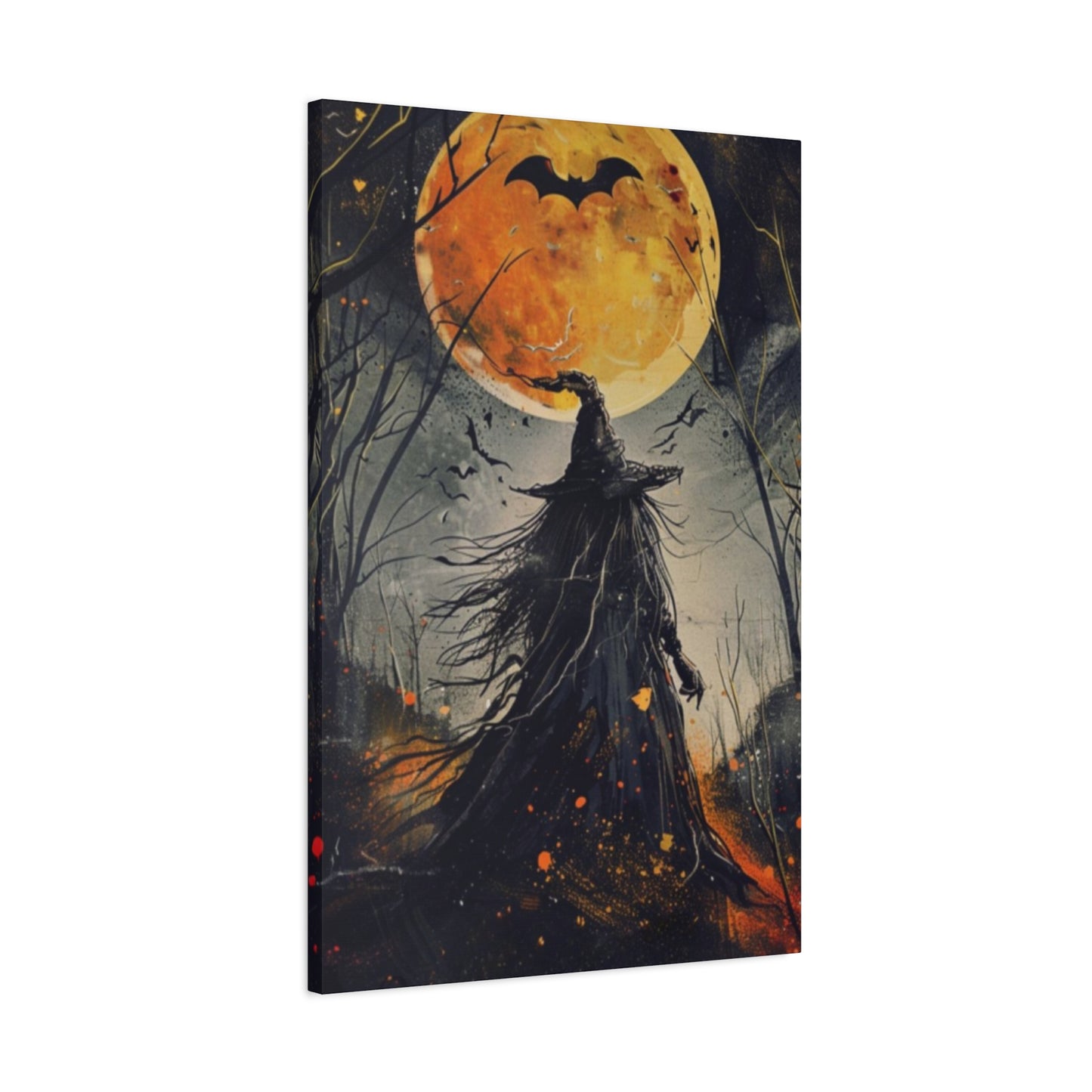 Full Moon Halloween Painting Wall Art & Canvas Prints