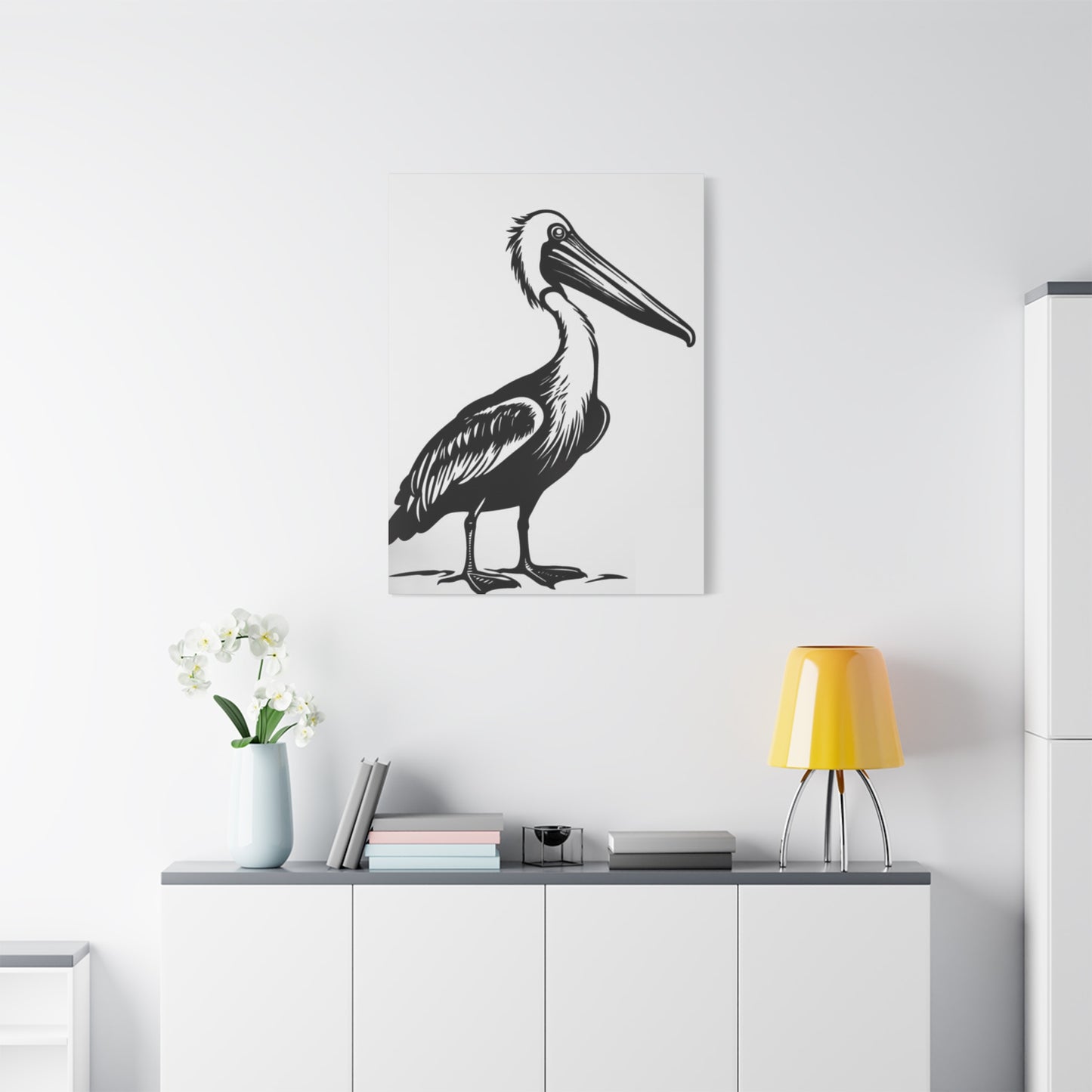 Black & White Pelican Poster Wall Art & Canvas Prints