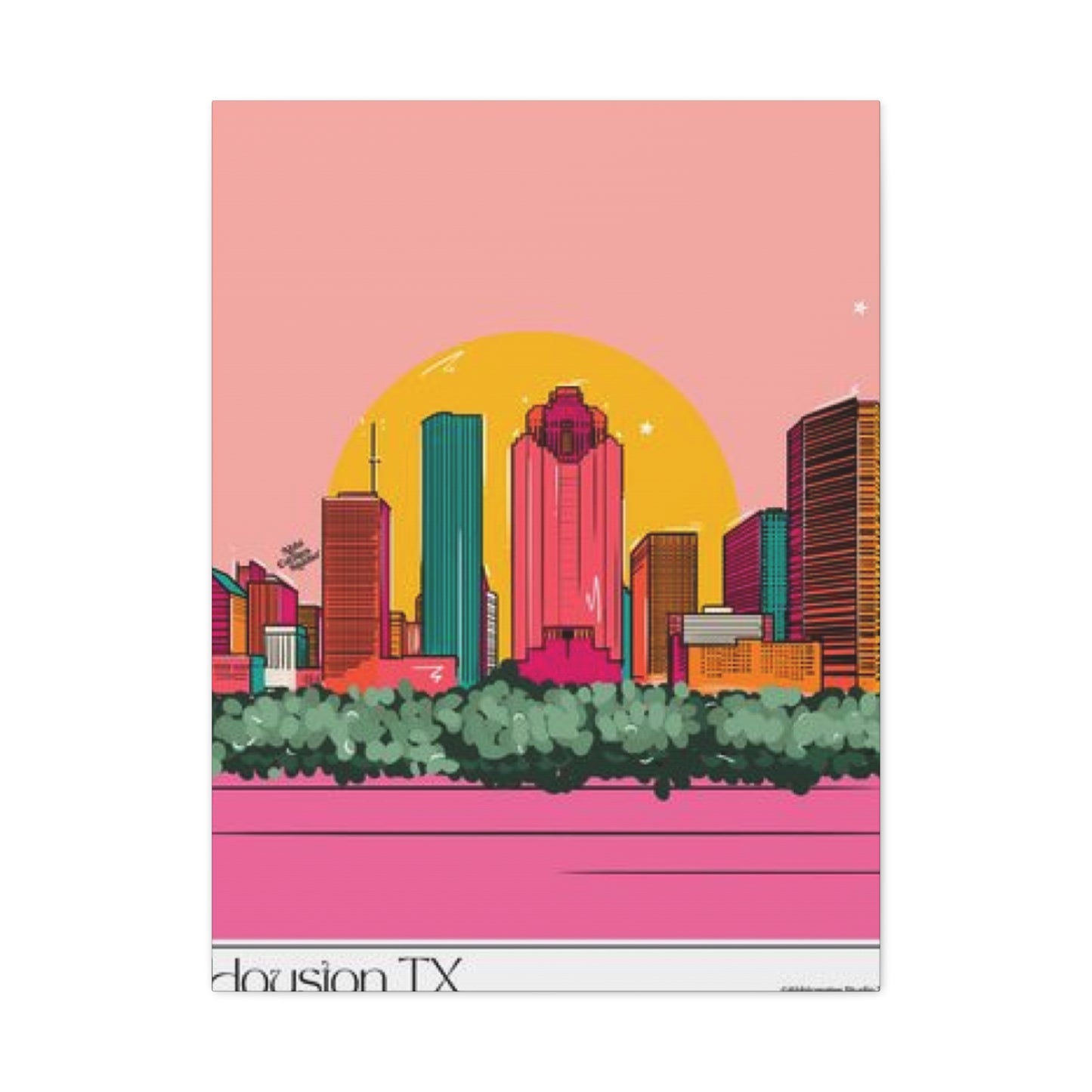 Color Houston Skyline Silhouette Wall Art & Canvas Prints