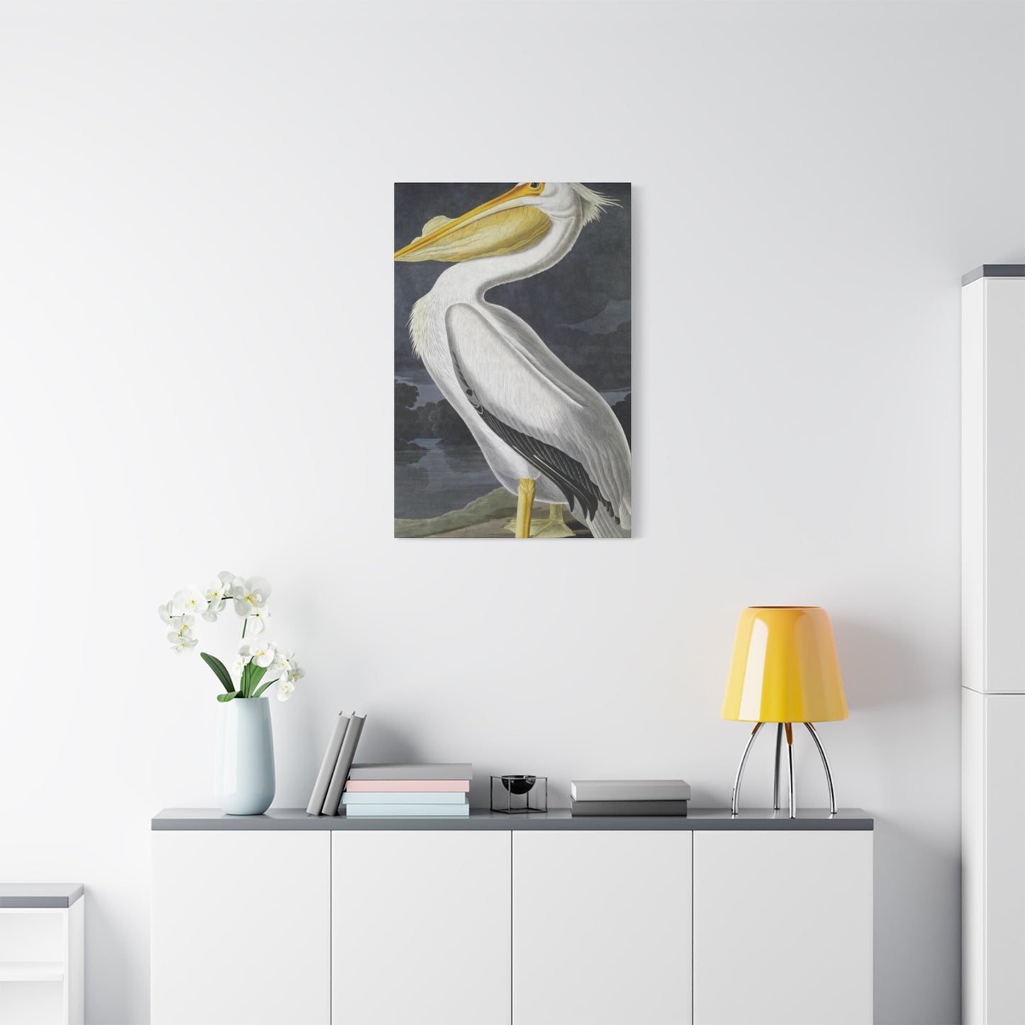 Long Fat Beak Pelican Candid Drawing Wall Art & Canvas Prints