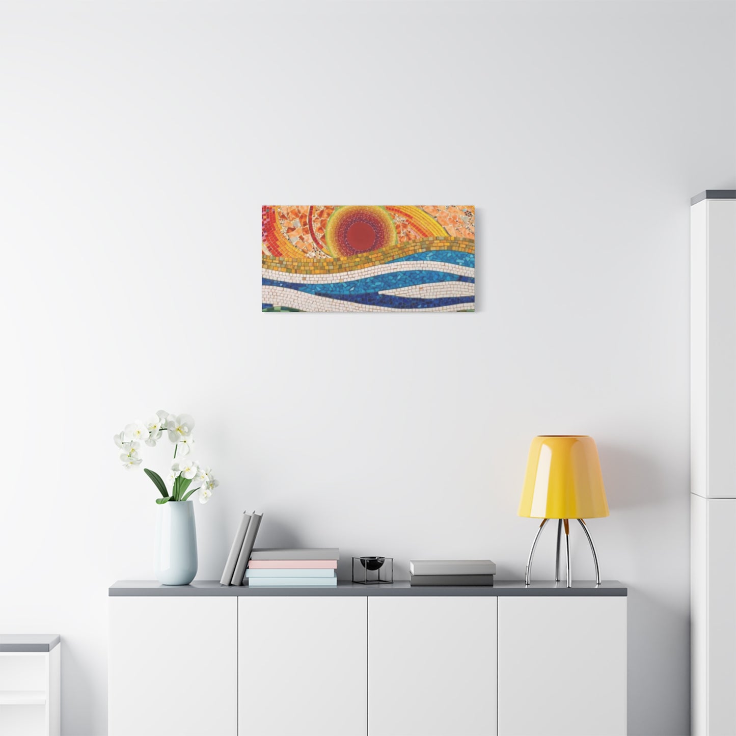 Sunset in Ocean Tiled Painting Panoramas Wall Art & Canvas Prints