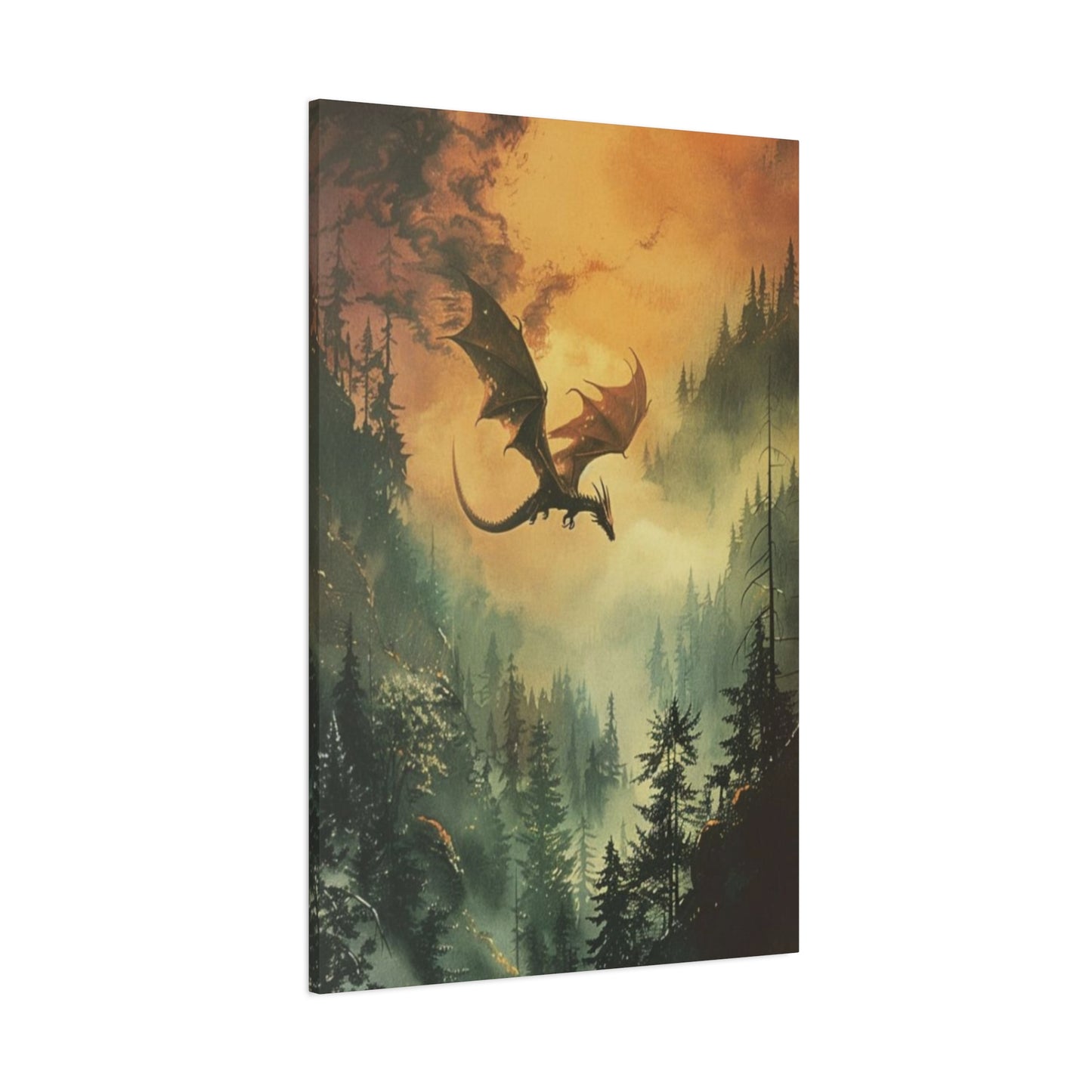 Dragon Flying over Forest Wall Art & Canvas Prints