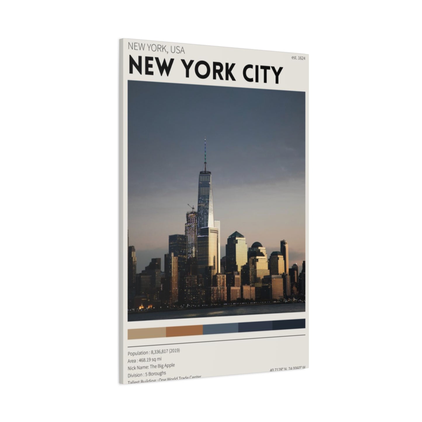 Manhattan Evening City Skyline Poster NYC Skyline Wall Art & Canvas Prints