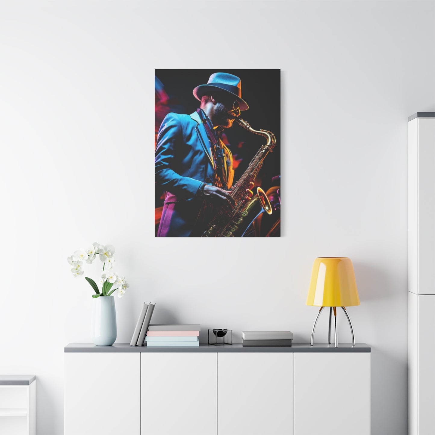 Artist With Saxophone Jazz Wall Art & Canvas Prints