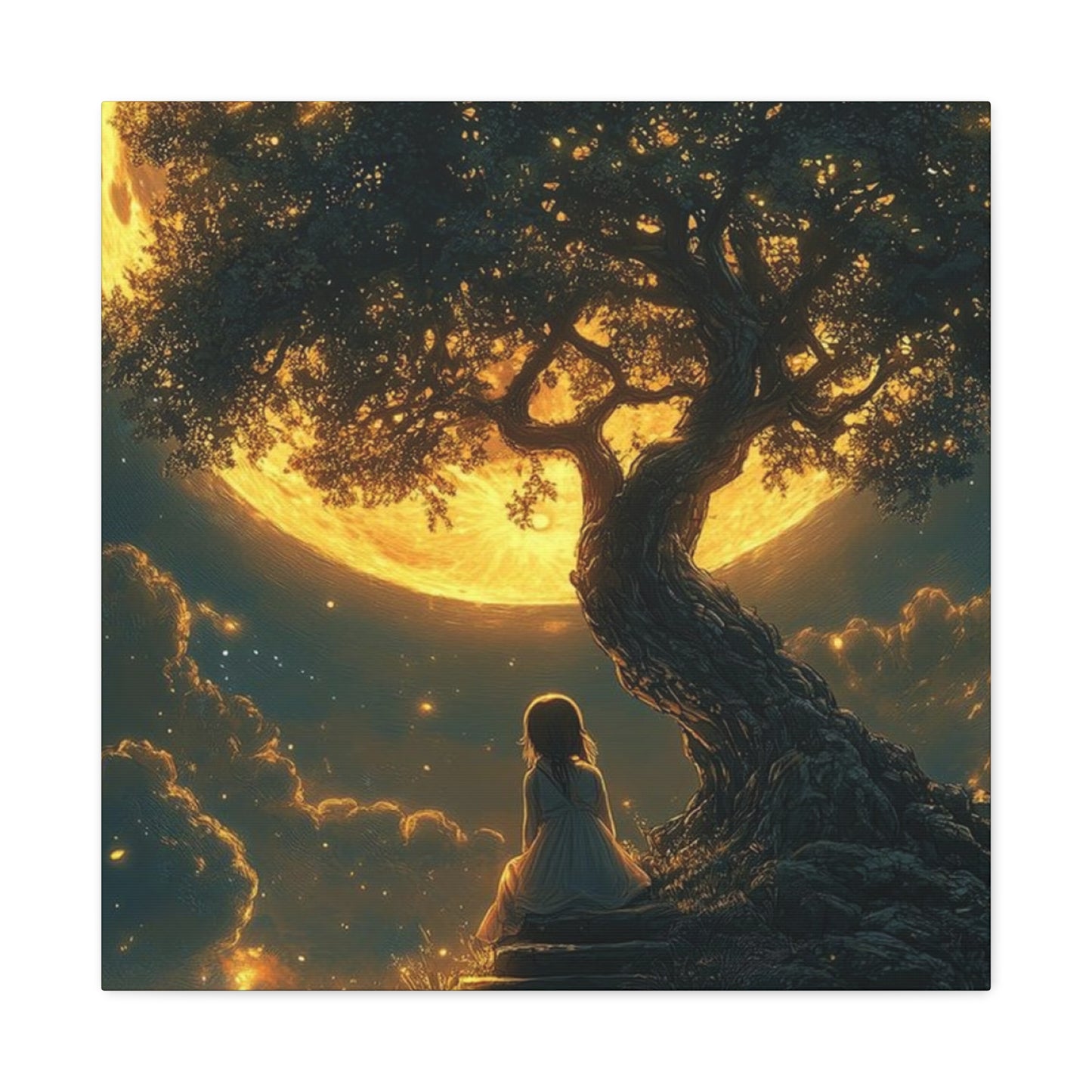 Yellow Moonrise Fantasy Wall Art & Canvas Prints