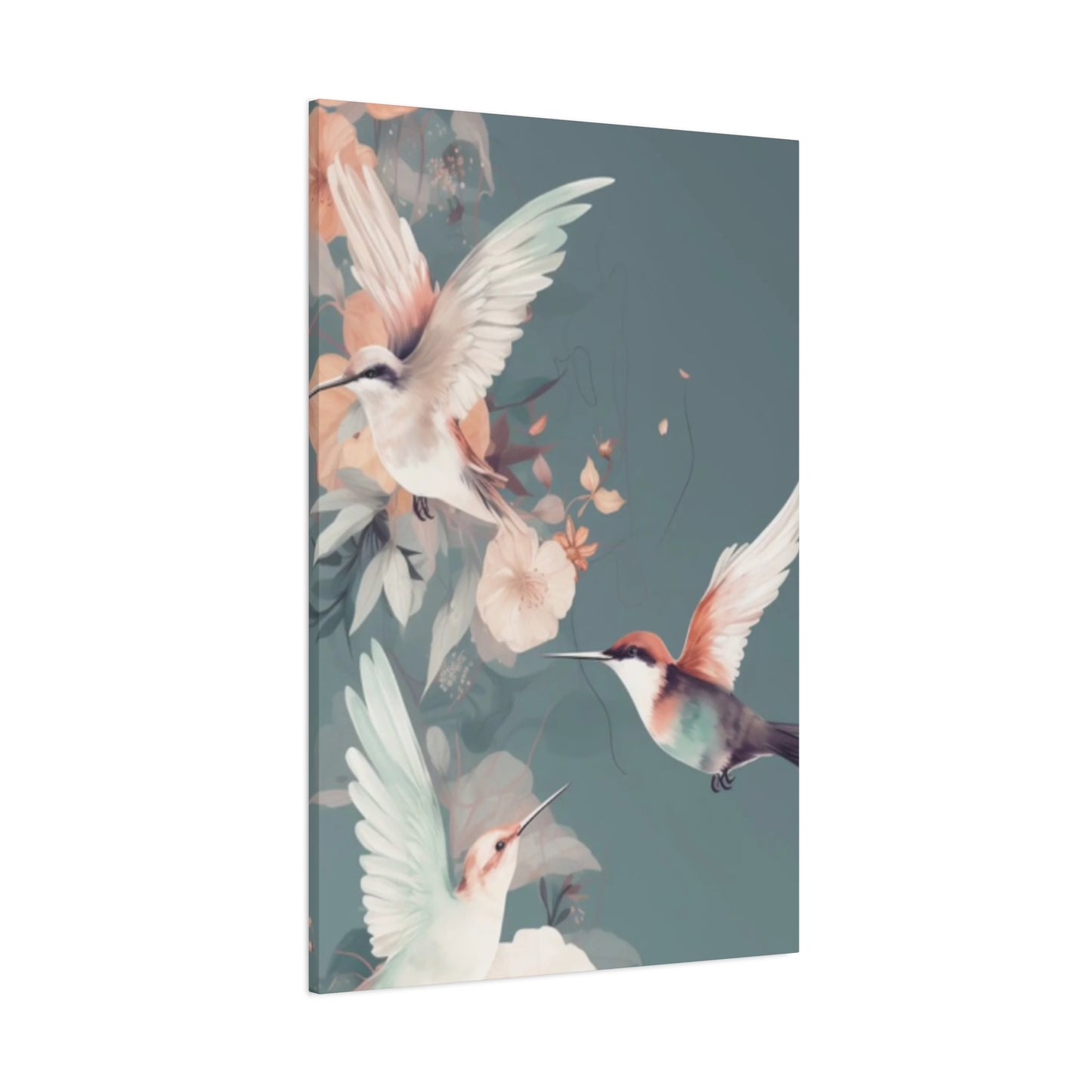 White Humming Birds Painting Wall Art & Canvas Prints