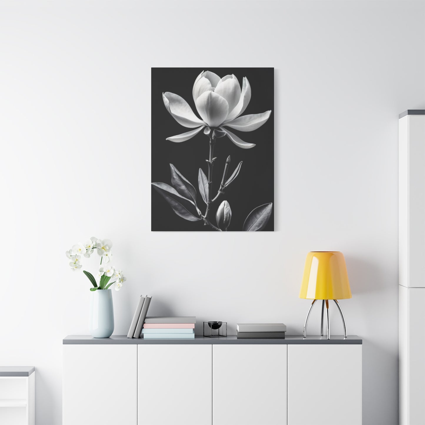 Monochrome Magnolia Flower Plant Wall Art & Canvas Prints