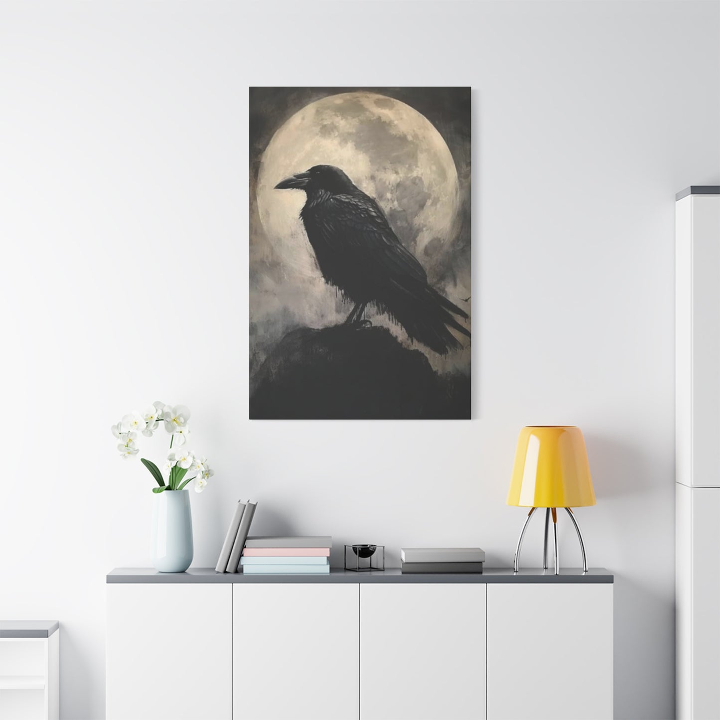 Full Moon Crow Painting Wall Art & Canvas Prints