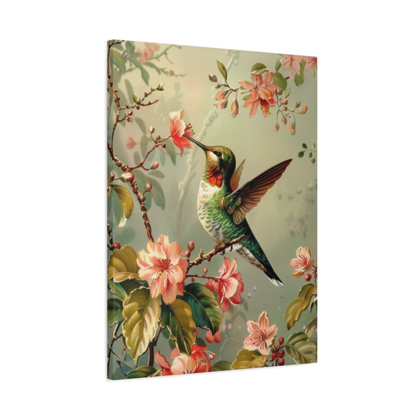 Flower & Humming Bird Candid Painting Wall Art & Canvas Prints