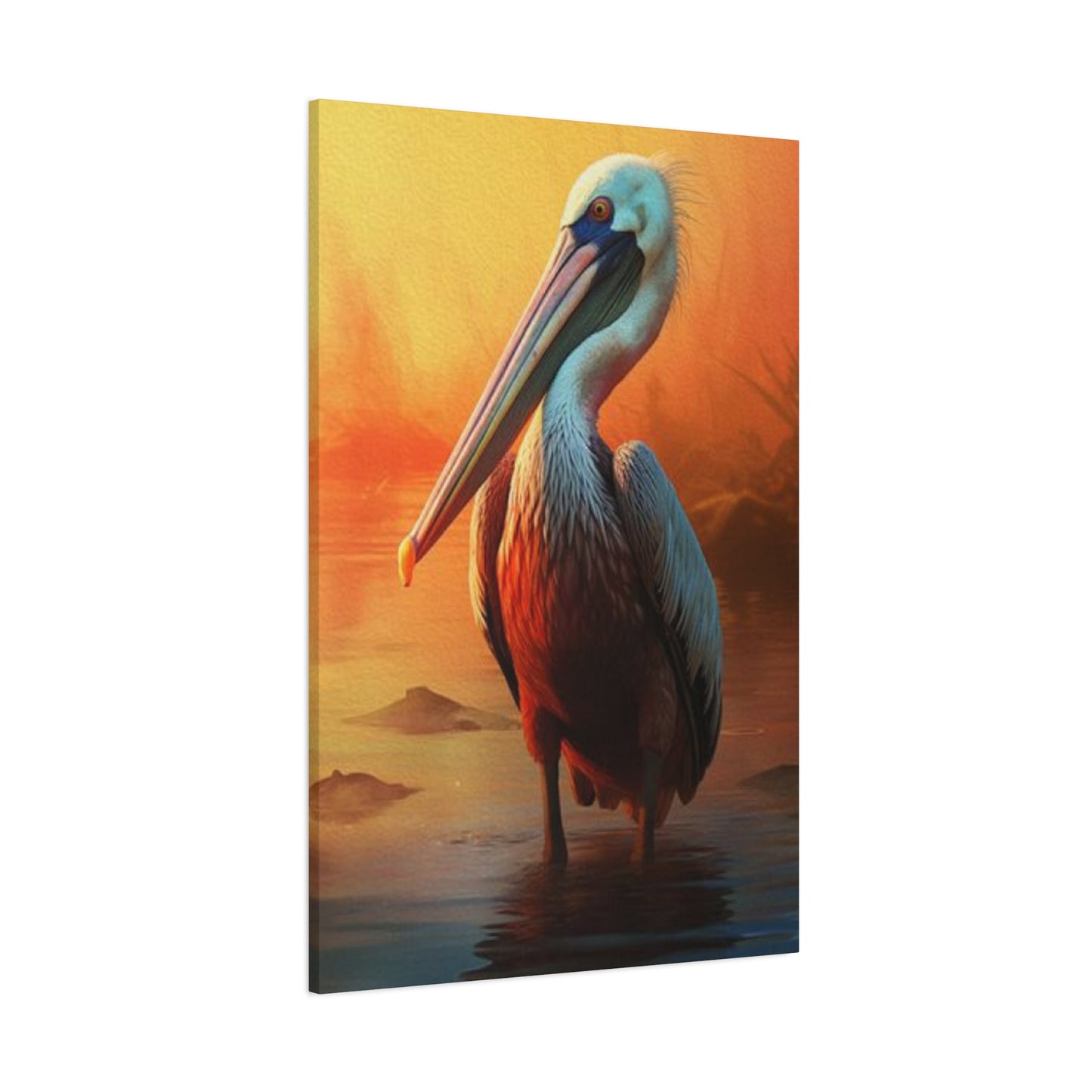 Pelican In Pond Wall Art & Canvas Prints