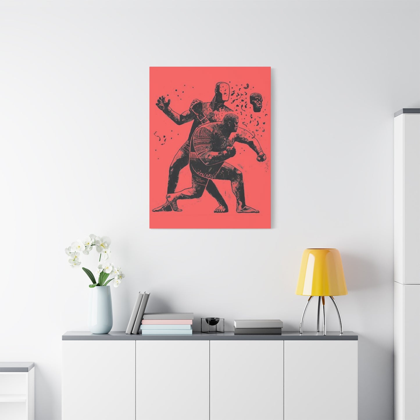 Two Men Boxing Mixed Media Wall Art & Canvas Prints