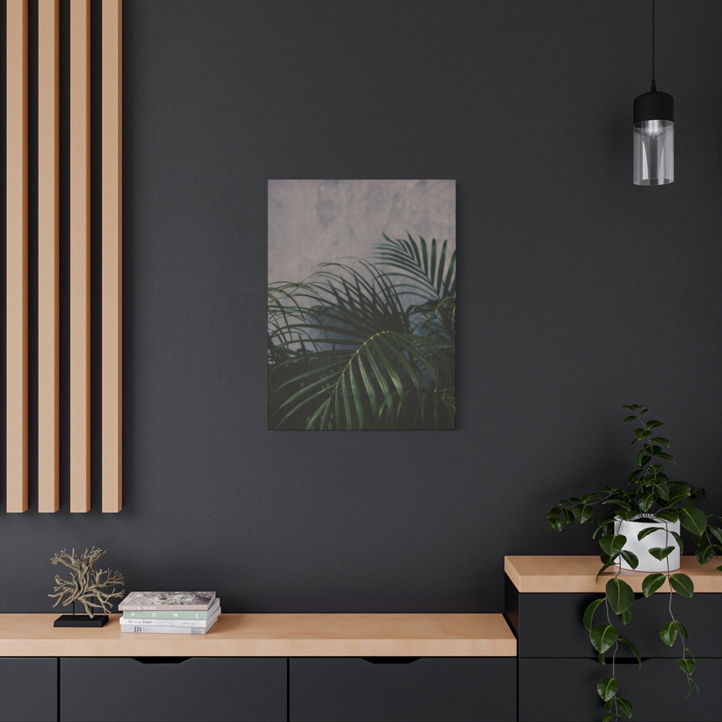 Leaves Of Palm Tree At Night Wall Art & Canvas Prints