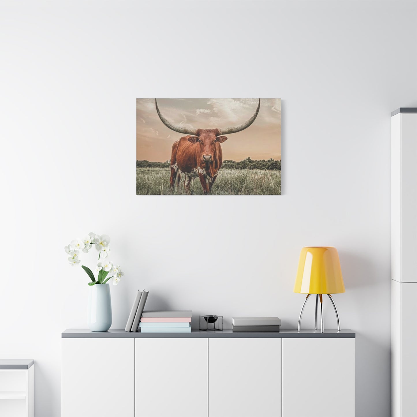 Hairy Buffalo U Shaped Long Horns Wall Art & Canvas Prints