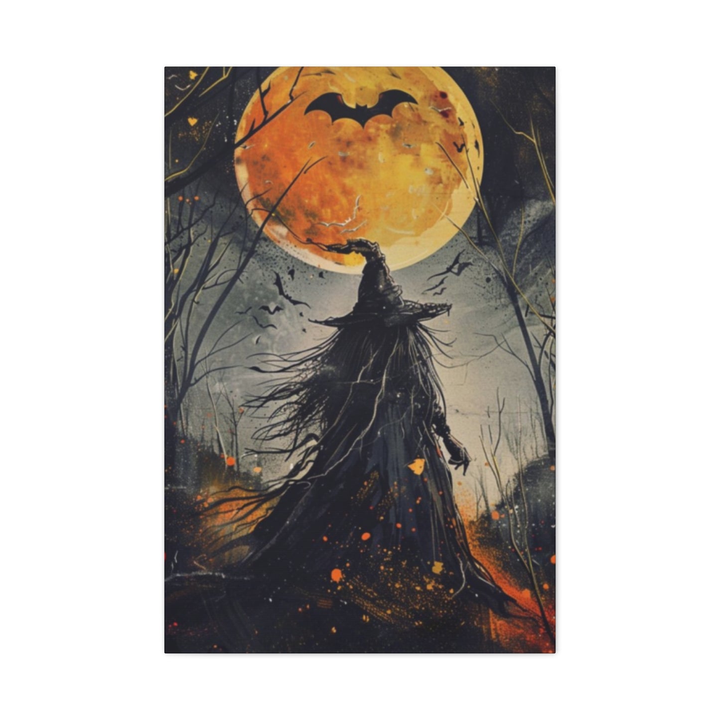 Full Moon Halloween Painting Wall Art & Canvas Prints