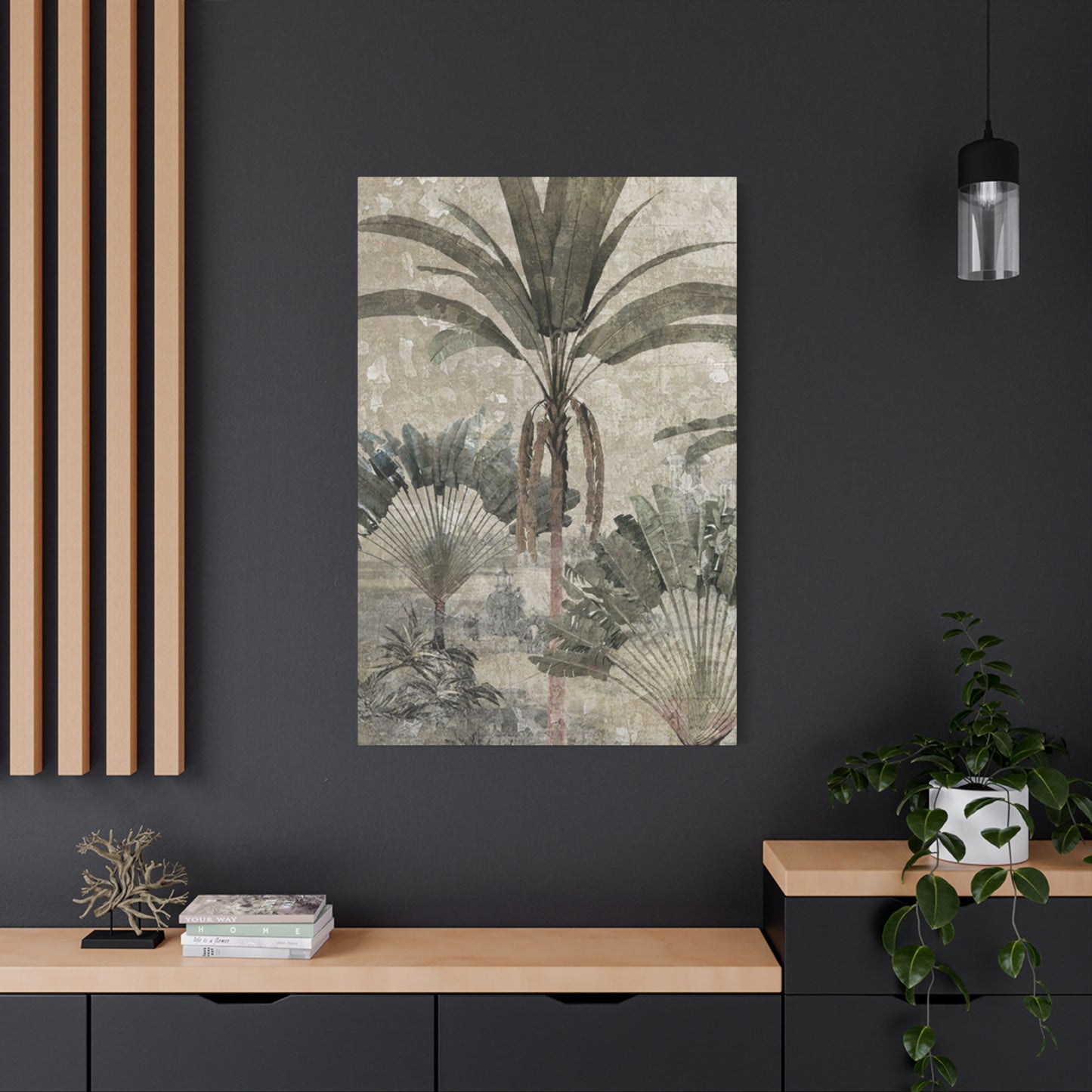 Black & White Palm Tree In Desert Wall Art & Canvas Prints