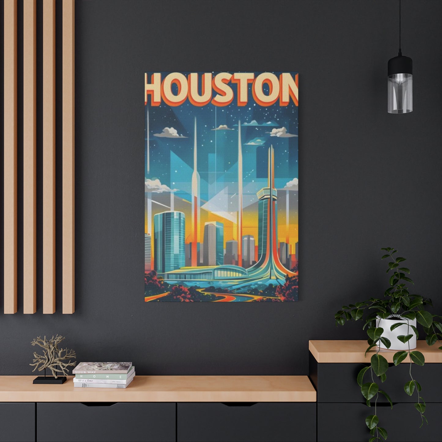 Sci-fi Houston Skyline Painting Wall Art & Canvas Prints