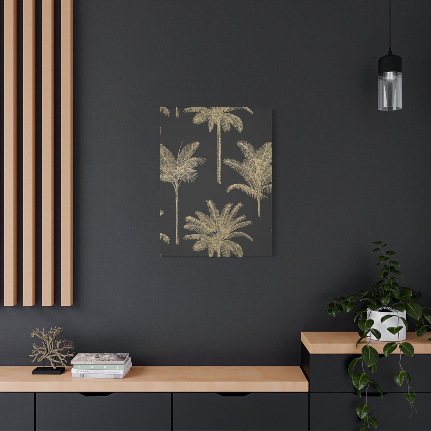 Blue & Golden Palm Tree Wall Art & Canvas Prints