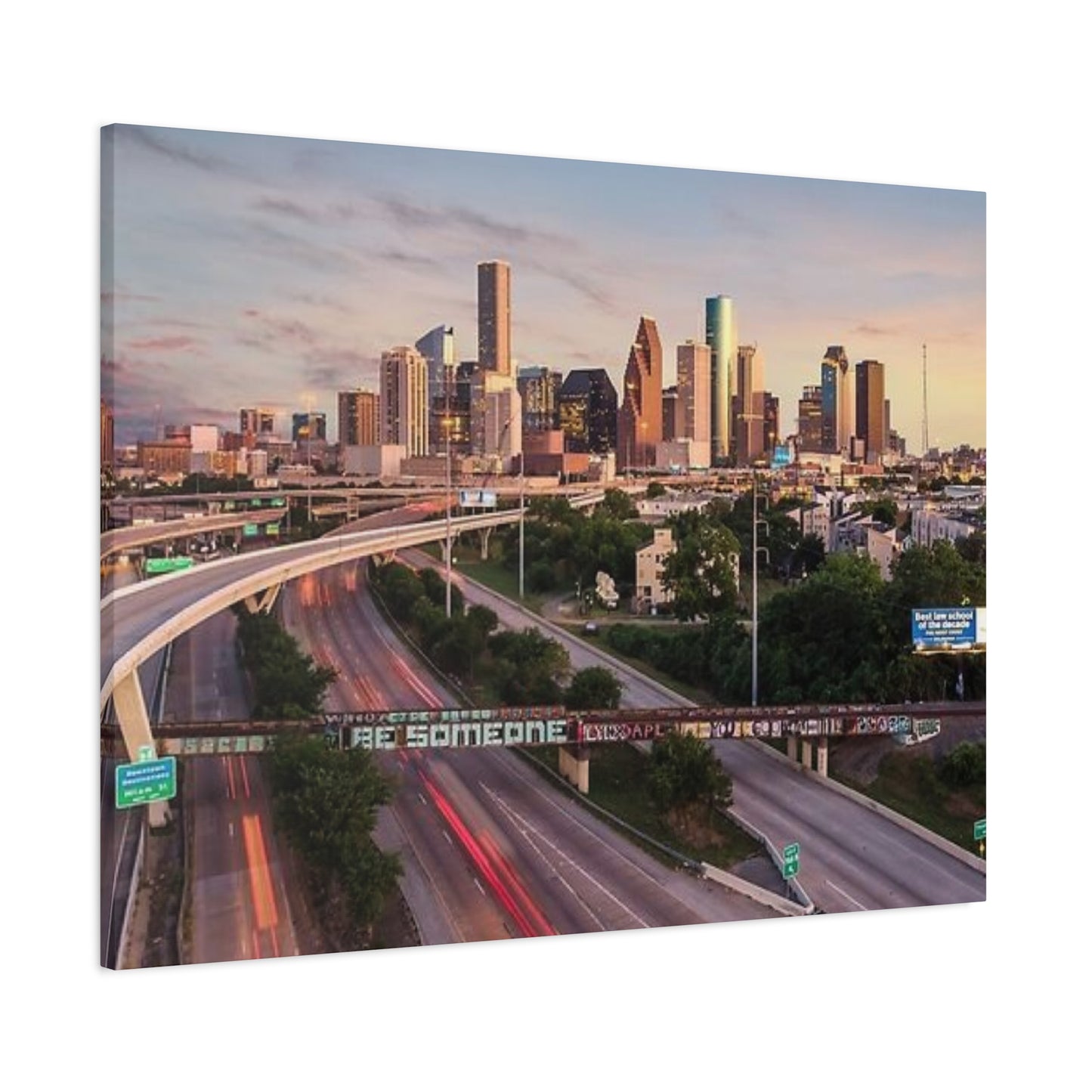 Highway In Houston Skyline Wall Art & Canvas Prints