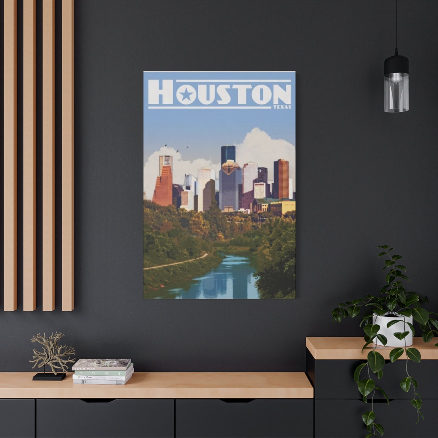 Colorful Charming Houston Skyline Painting Wall Art & Canvas Prints